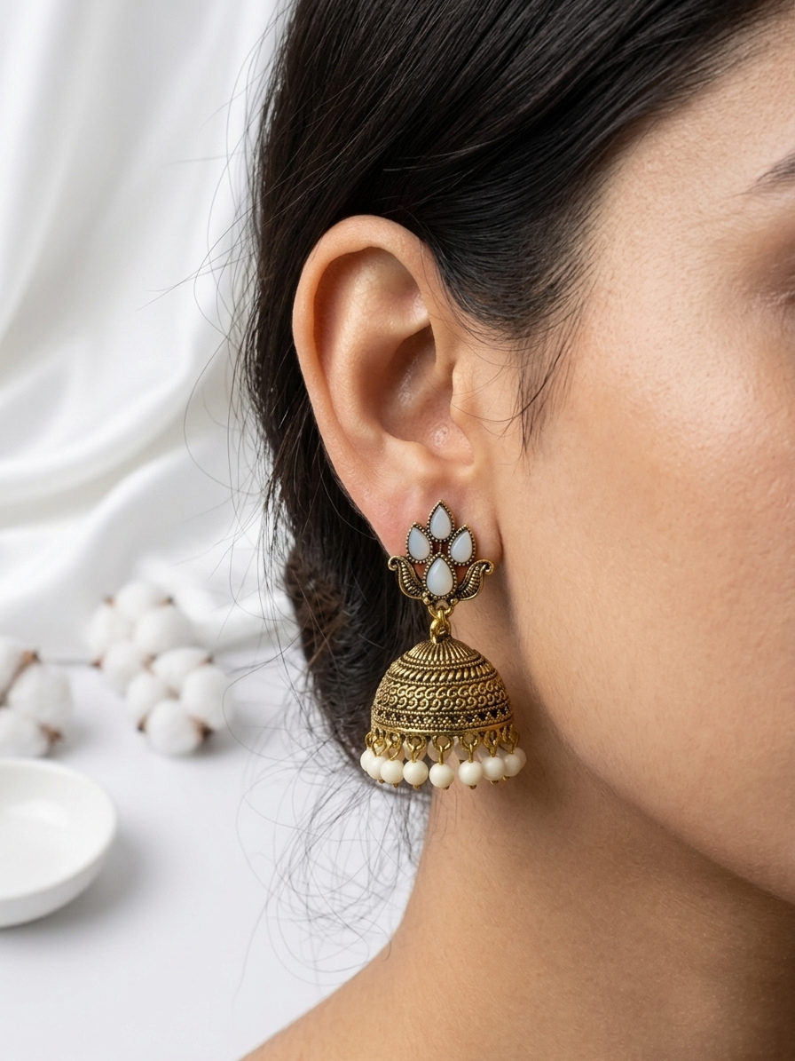 Ivory Grace Jhumkas