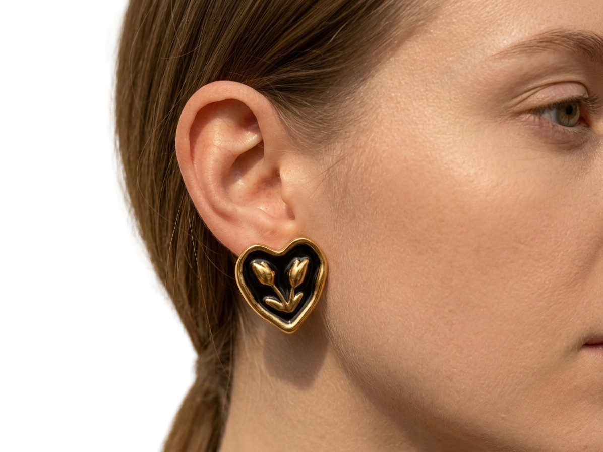 Midnight Heart Studs