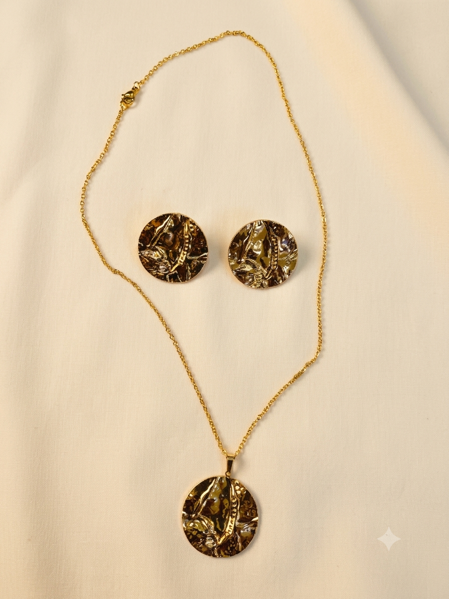 Luna Textured Disc Jewelry Set