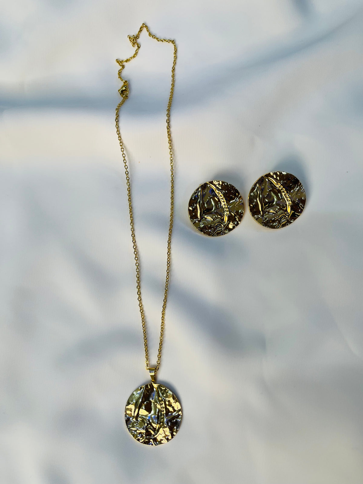 Luna Textured Disc Jewelry Set
