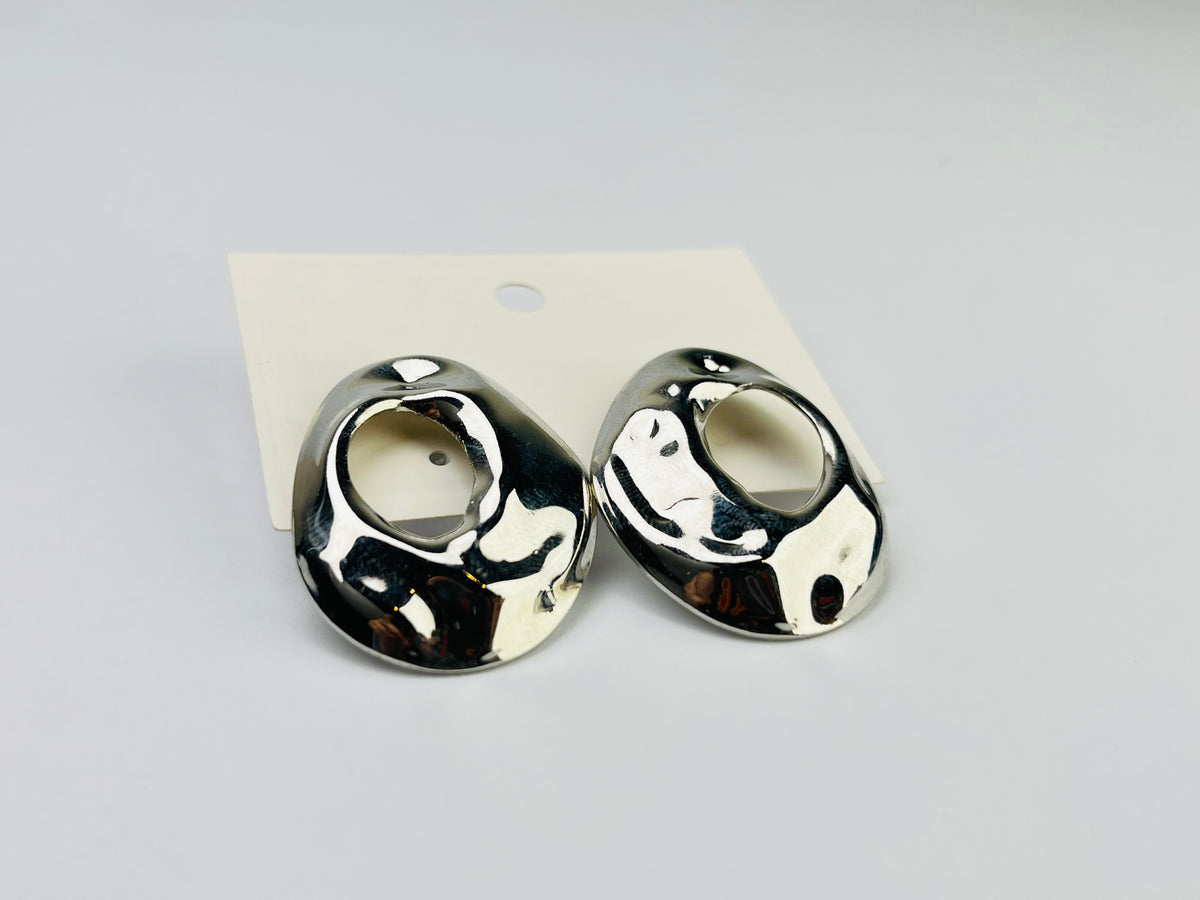 Silver Halo Oval Earrings