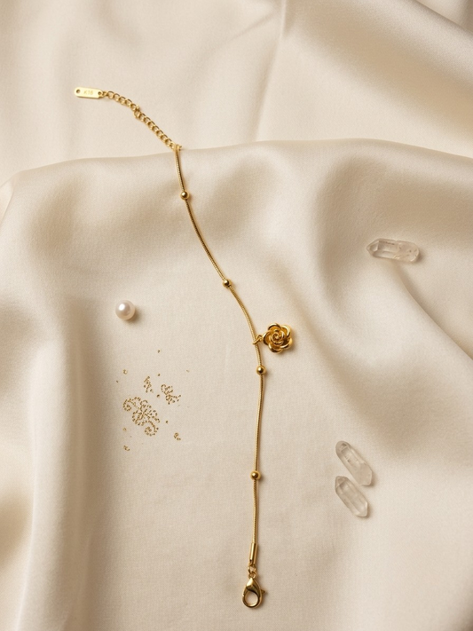 Golden Rose Charm Bracelet