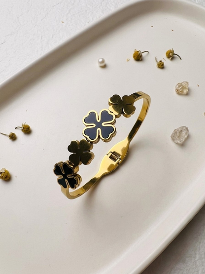 Clover Charm Handcuff Bangle