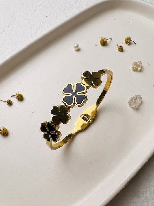 Clover Charm Handcuff Bangle