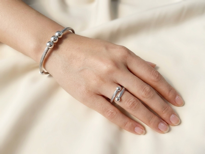 Silver Cable Bracelet Set