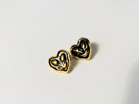 Midnight Heart Studs
